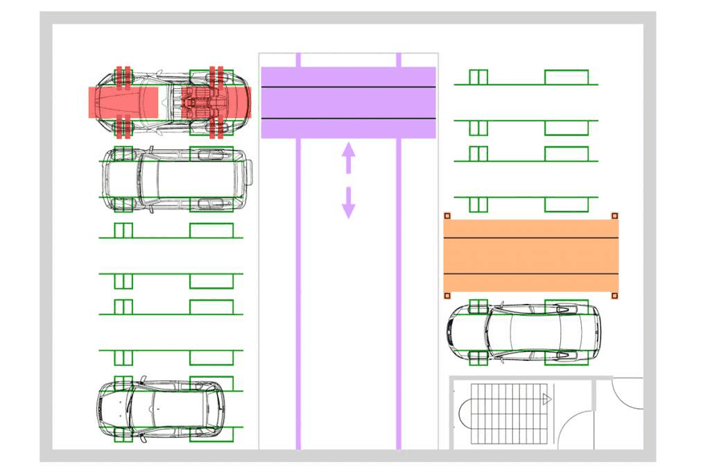Schema tecnico dall'alto Shuttle Park T